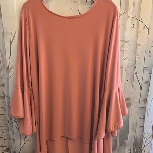 Zenana Outfitters plus size Soft Pink Bell Sleeve Boho Top 2X XXL